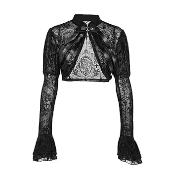 トップス vintage lace bolero Fashion Corset Womens Gothic Lace Leather Punk Jacket Retro